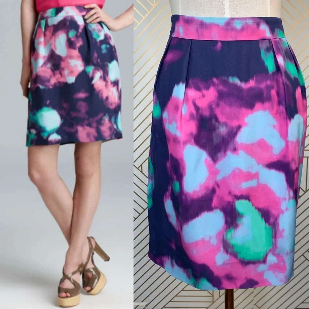 Kate Spade Barry Skirt Abstract Watercolor Floral